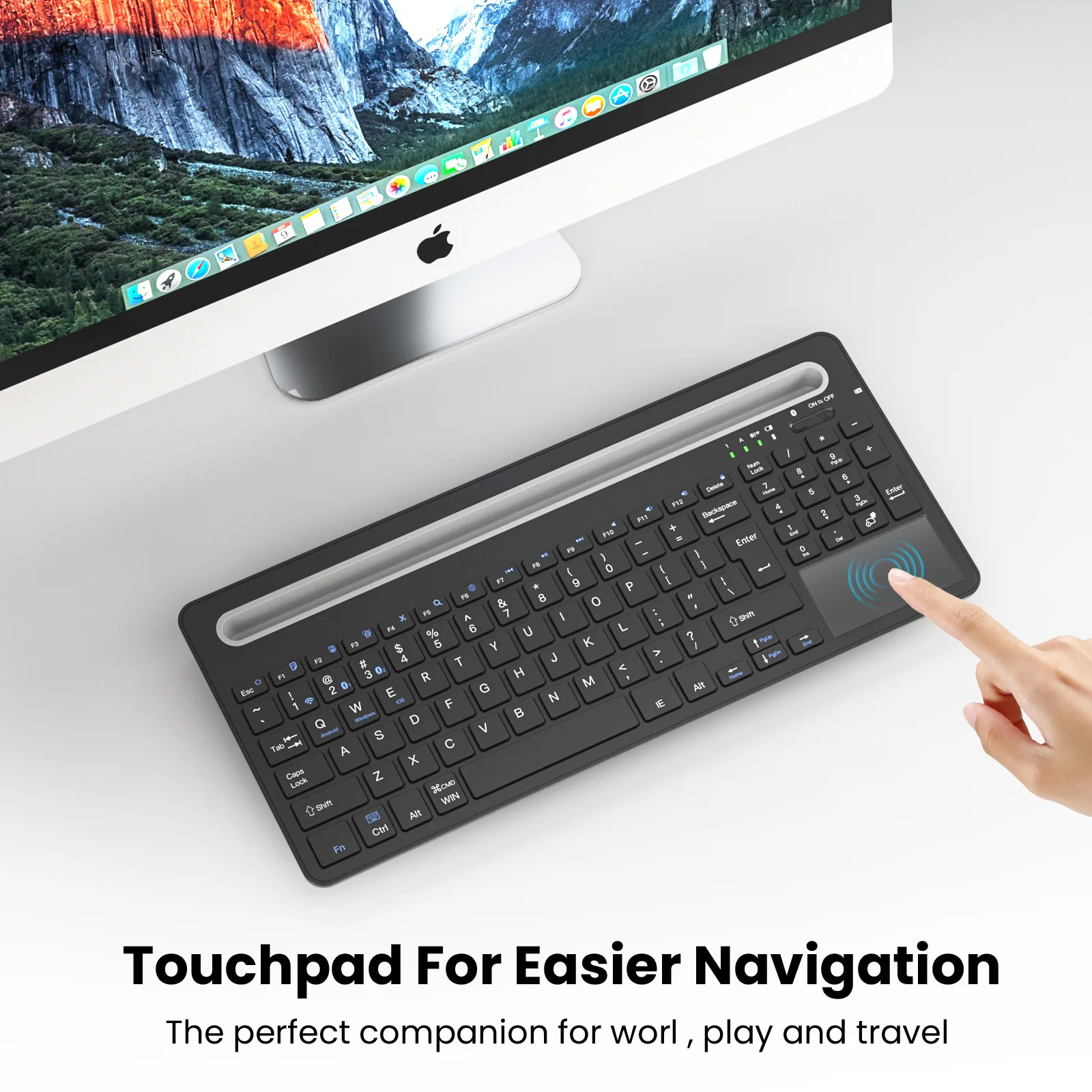 Three-mode bracket, large card slot, Bluetooth 2.4G wireless keyboard with touchpad, suitable for tablet ipad Android Huawei