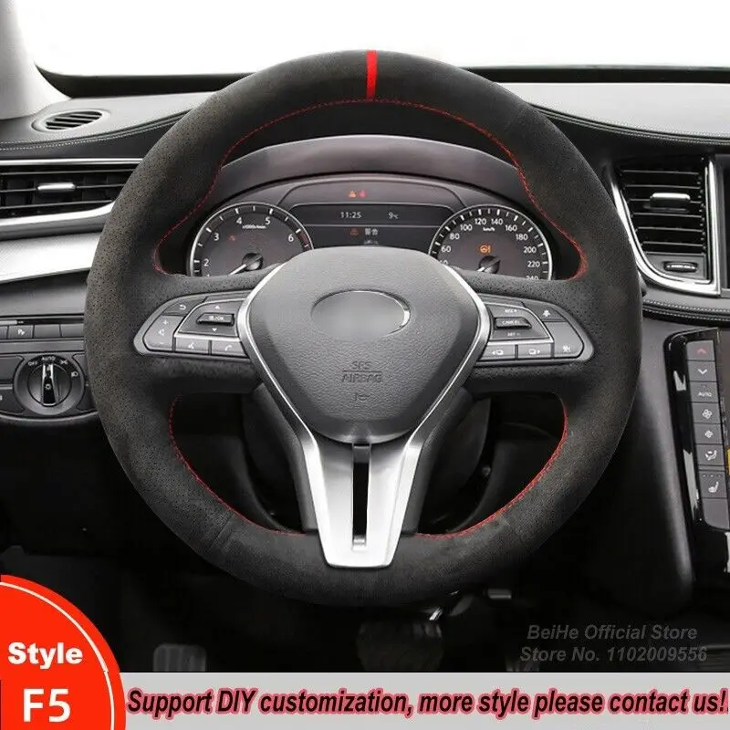 

DIY Hand-Stitched For Infiniti Q60 QX50 Car Steering Wheel Cover Stitch Wrap DIY Custom Durable Interior Accessories