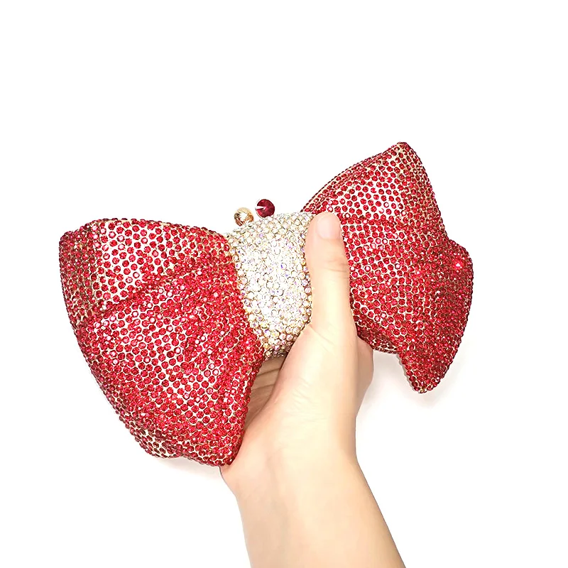 Classical women accessories diamonds luxury clutches bow knot crystal purses Bridal wedding party Popsicle purses