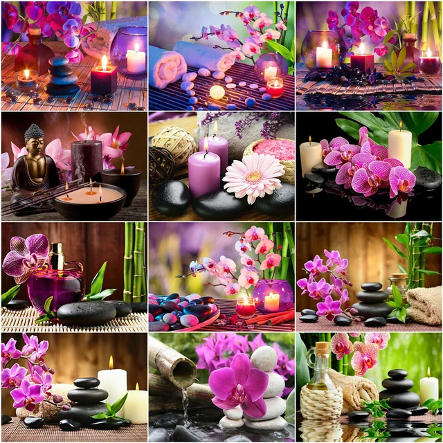 5D Diamond Painting Kit Orchid Flower Stone Candle Wall Decor Full  Rhinestone Mosaic Cross Stitch Handmade Flower Beads Painting - AliExpress