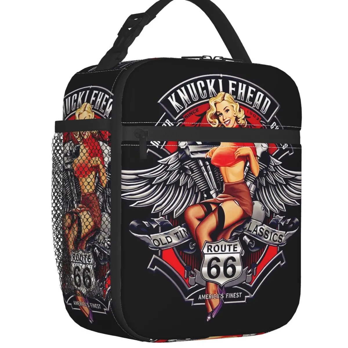 

Custom Vintage Route 66 Mother Road Lunch Bag Men Women Thermal Cooler Insulated Lunch Box for Kids School Children