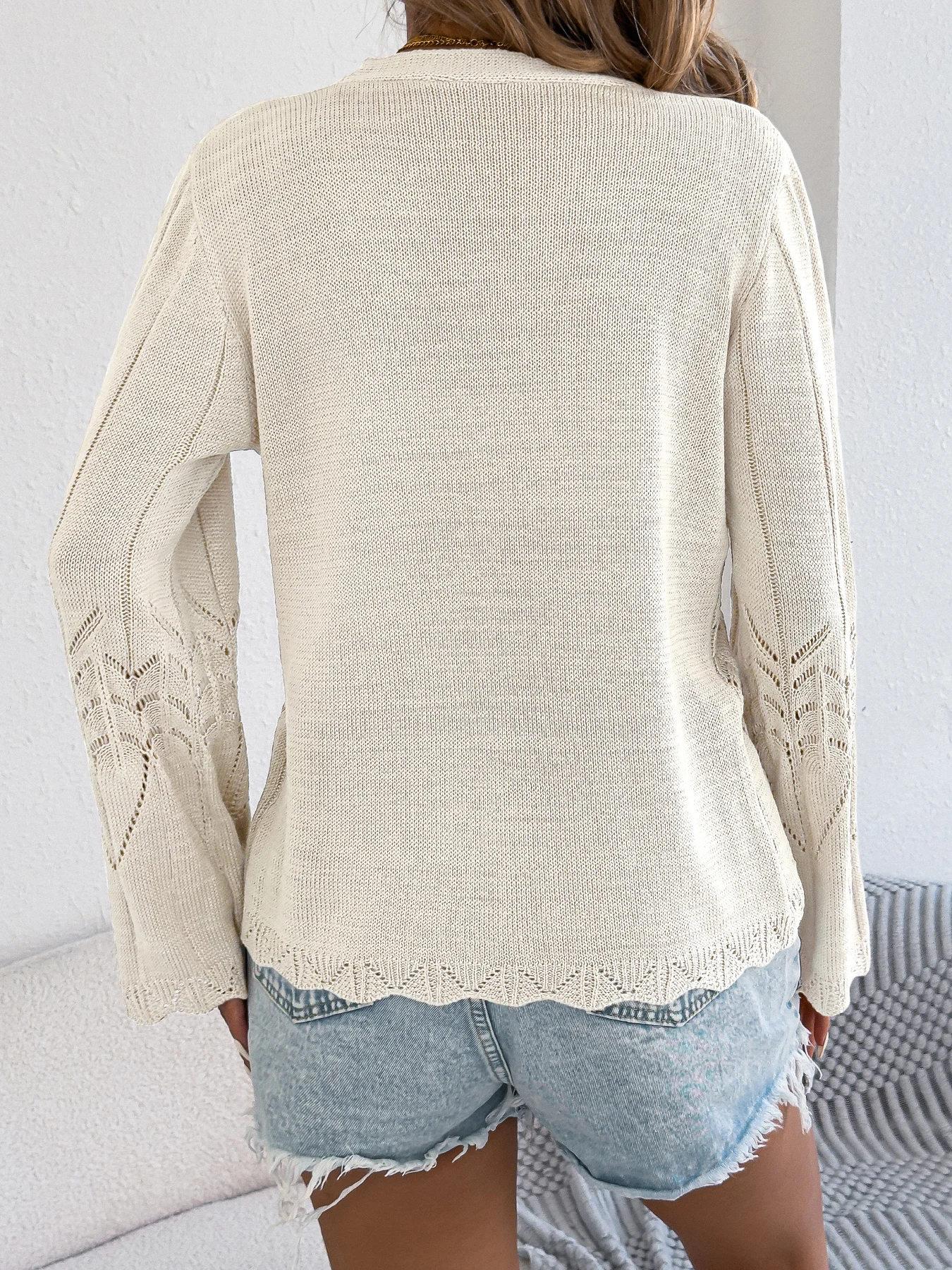 Women Knitted Lace Cardigan Sweater