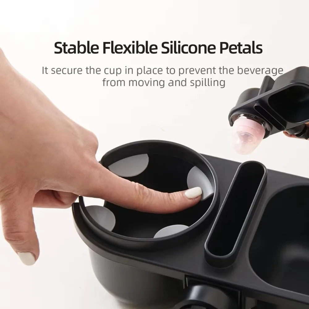 3 in 1 Baby Stroller Bottle Organizer Black Multifunctional Baby Stroller Bottles Rack Durable with Phone/Snack Holder