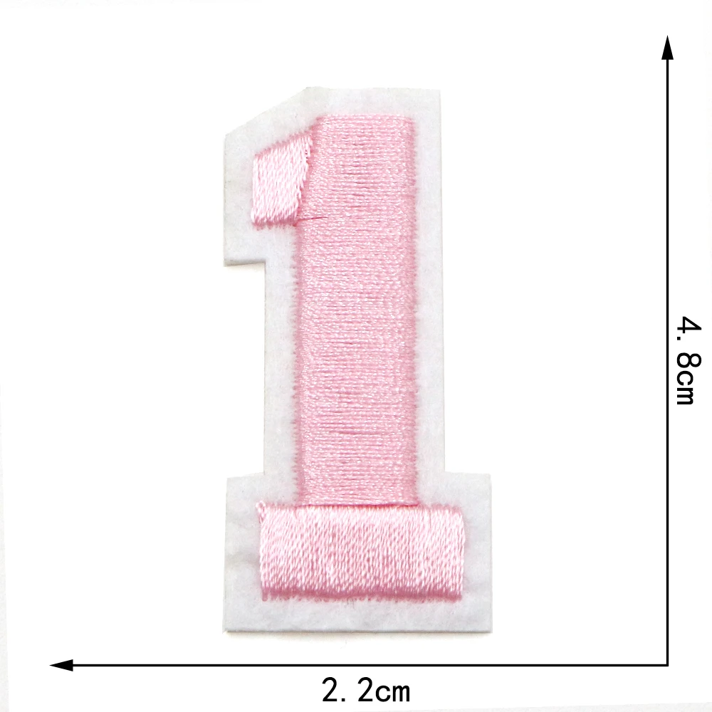 1 STÜCK 4,8 cm Rosa 0-9 Nummer Gestickte Patches Eisen auf Patch Figur Ziffer Für DIY Brief Streifen Motiv Applikationen Abzeichen – Detail 3