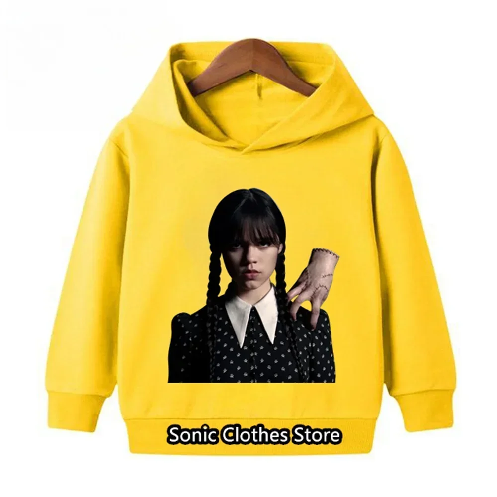 Addams 가족 의류, 어린이 코튼 프린트 후드, 긴팔, 가을, , 소년, 소녀, 귀여운 운동복