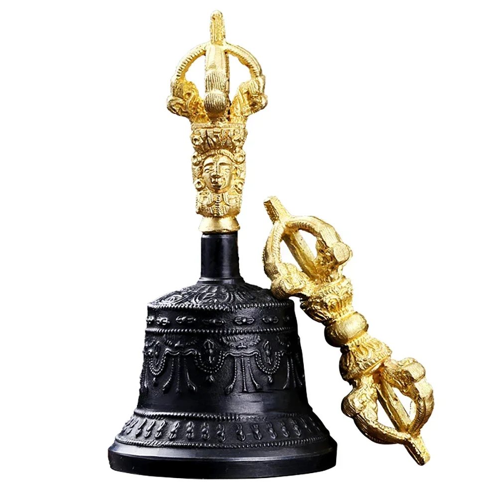 

Nepal Brass Vajra Gold Large Tibetan Bells Chimes Buddhist Handheld Wind Chime Meditation Mindfulness Sound Healing Instruments