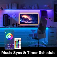 25/50/100/130/200FT RGB LED Smart Light Strip, App & 24-Key Remote Control, Music Sync, 24V, Multiple Modes for Living Room Bedroom Courtyard Party Halloween Christmas Decor 5