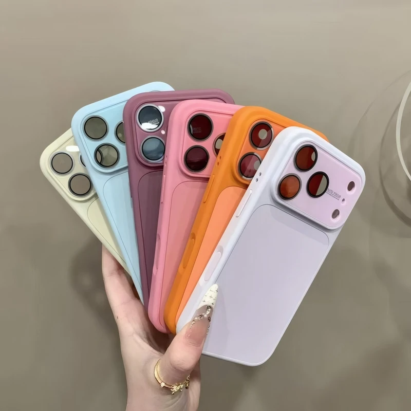 Luxury Matte Liquid Silicone Case With Glass Lens Protection_voghion.com