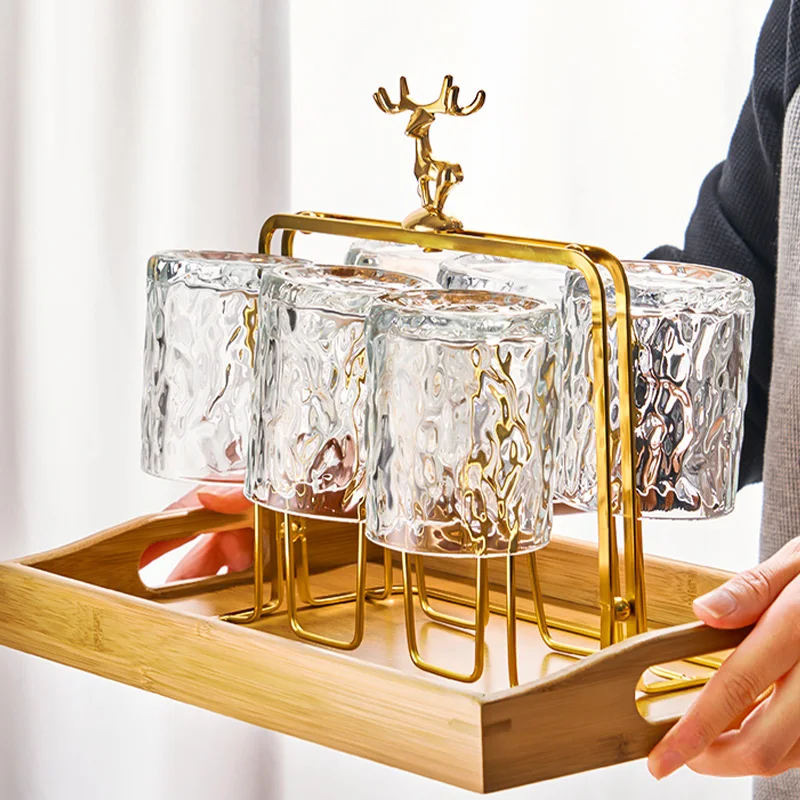 GIANXI Cup Storage Rack Nordic Reindeer Decorative Iron Cups Holders Household Water Cup Storage Drain Cup Holder 2