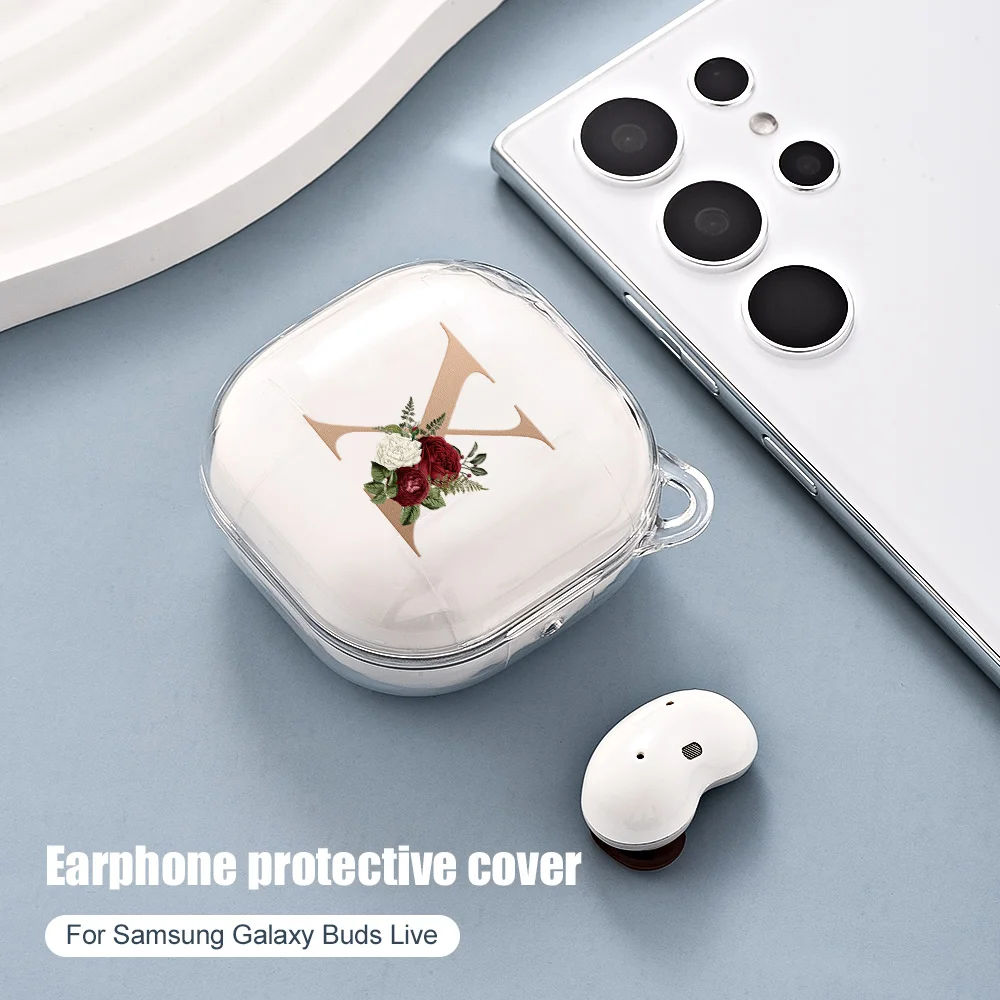 Per Samsung Galaxy Buds Live Pro 2 Buds2 Pro Buds Fe Custodia Per Auricolari Custodia Protettiva Per Pc Trasparente Con Lettera Maiuscola Fiore