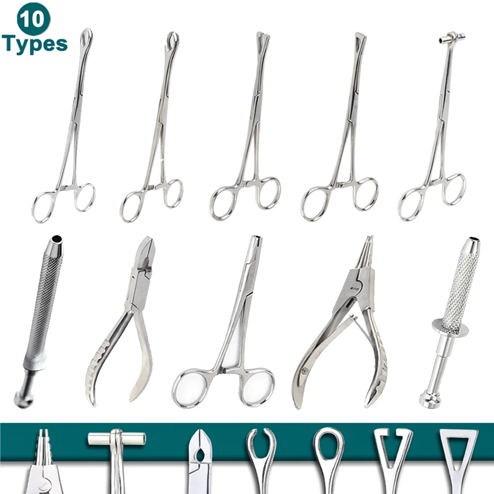Usiriy 1Pc Strumenti Per Piercing Del Corpo Pinze In Spugna Scanalate In Acciaio Inossidabile Morsetti Setto Pancia Orecchio Lingua Naso Labbro Tatuag