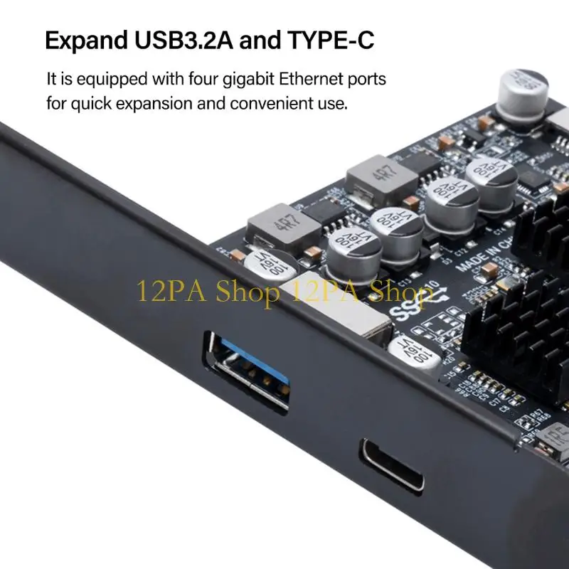 12PA USB PCIE 카드 유형 C 어댑터 카드 PCIE 4X USB 3.2 10Gbps 데이터 전송