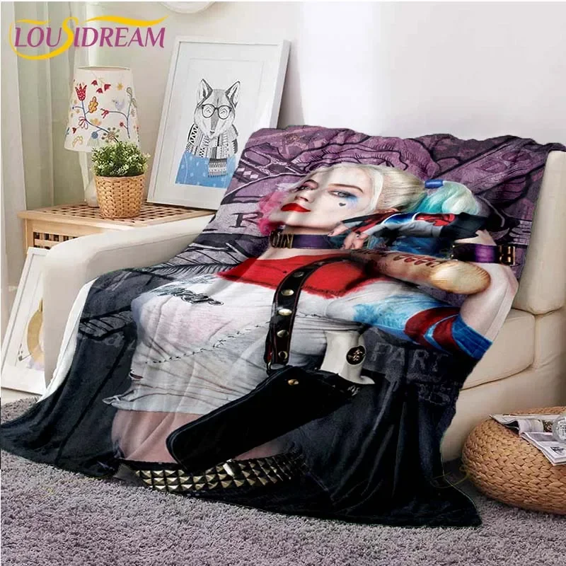 

Movie Joker-Harley Q-Quinn 3D Printed Blanket Flannel Blanket Bed Throw Soft Cartoon Printed Bedspread Bedspread Sofa Blanket