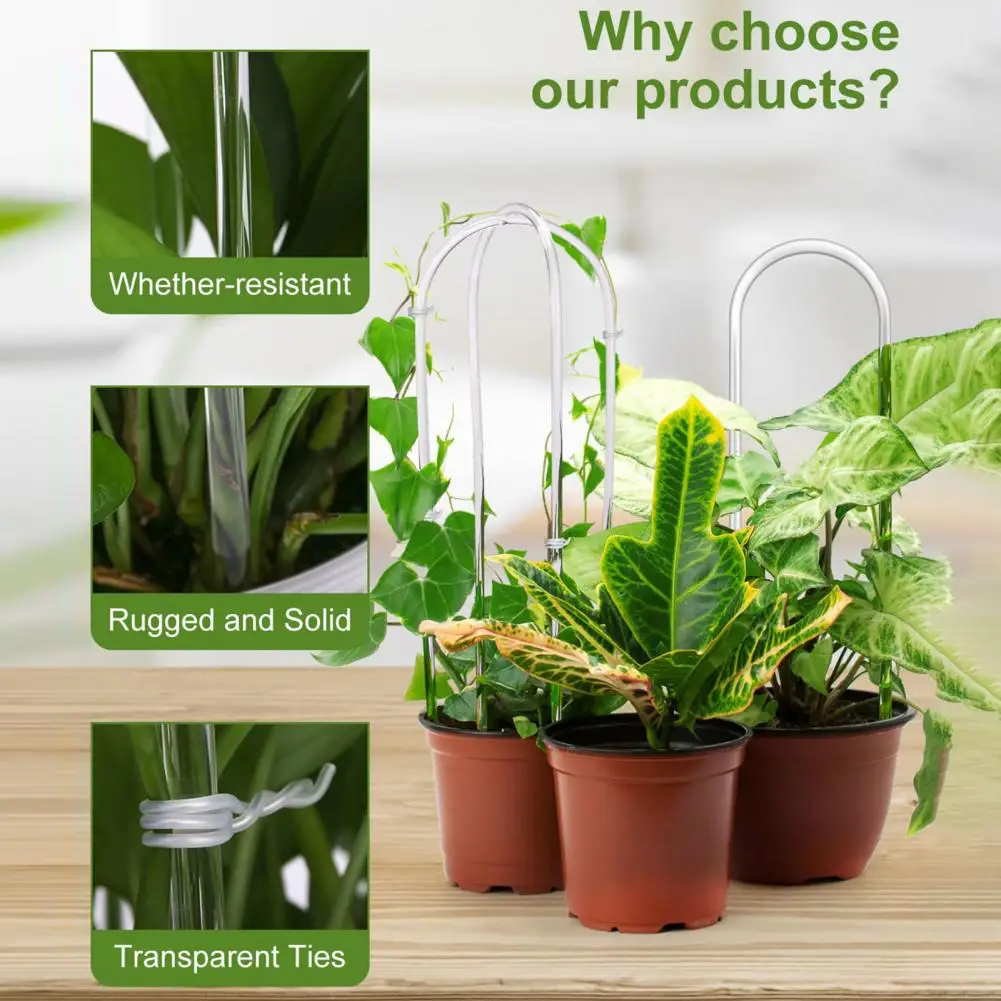 2 Pcs U-Shaped Acrylic Plant Trellis Clear Plant Support Twist Ties Climbing Plants Trellis Houseplants Ivy Monstera
