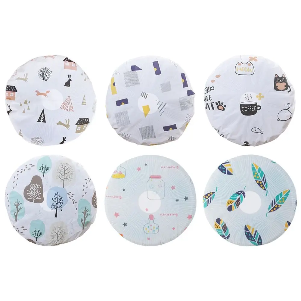 Reusable Fan Dust Protective Cover Round Head Waterproof Electric Fan Cover Washable Cartoon Pattern Printing