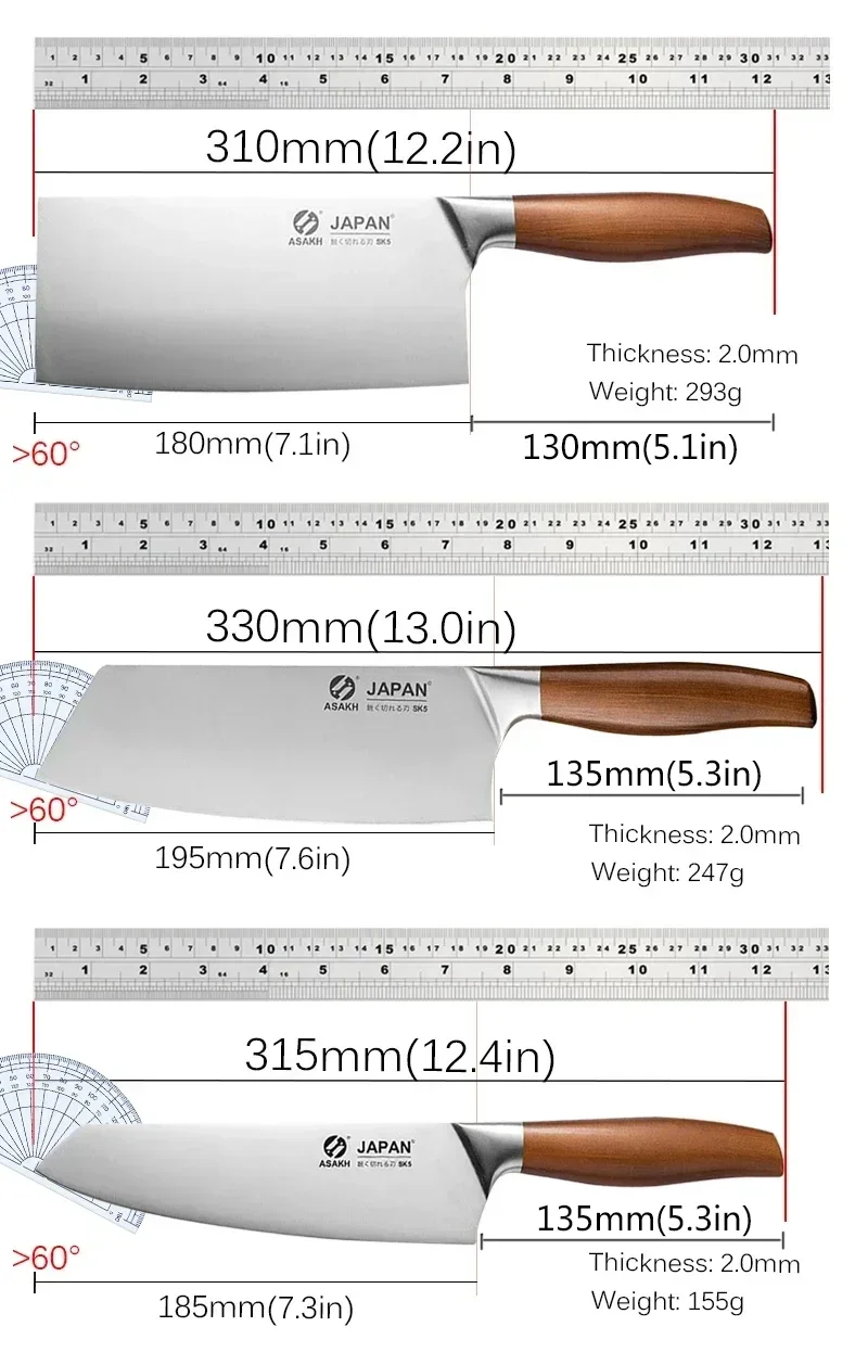 Description Picture 3 of itemJapanese Kitchen Knives Set Stainless Steel Fish Fillet Meat Cleaver Chef Knife Sushi Knife Slicing Santoku Knife Cooking Tools