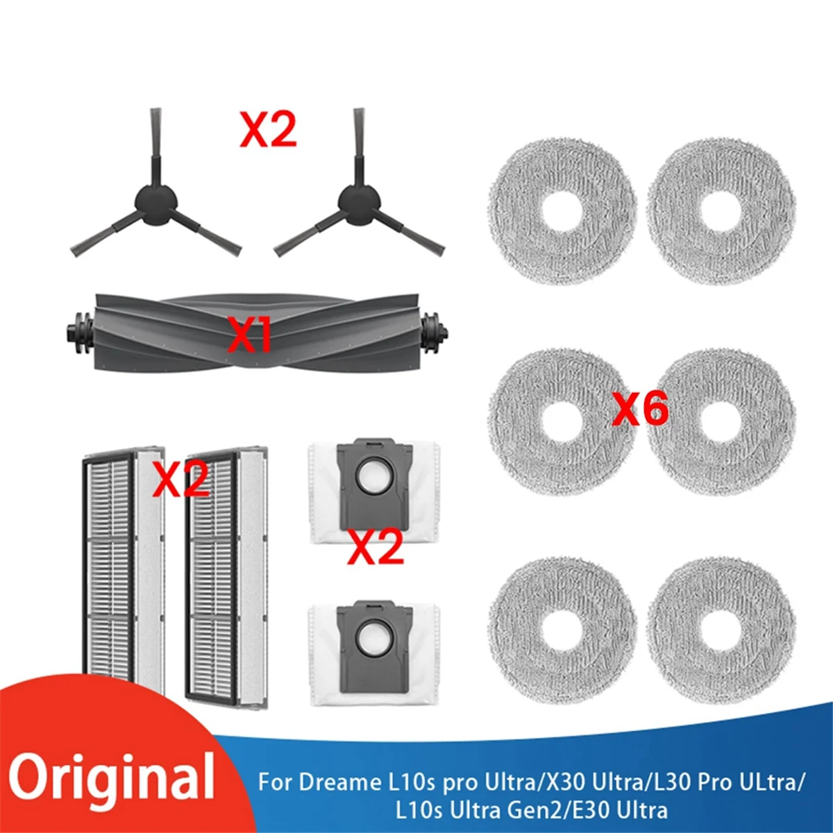Brush and Filter Kit 13 PCS for L10S Pro X30 L30 Pro L10S Gen2 E30 Ultra Vacuum Cleaner Accessories Replacement FZFZ