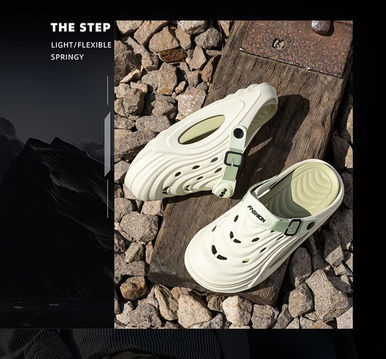 Comwarm Men's EVA Platform Slides, Soft Comfortable Summer Beach Sandals With Holes_voghion.com