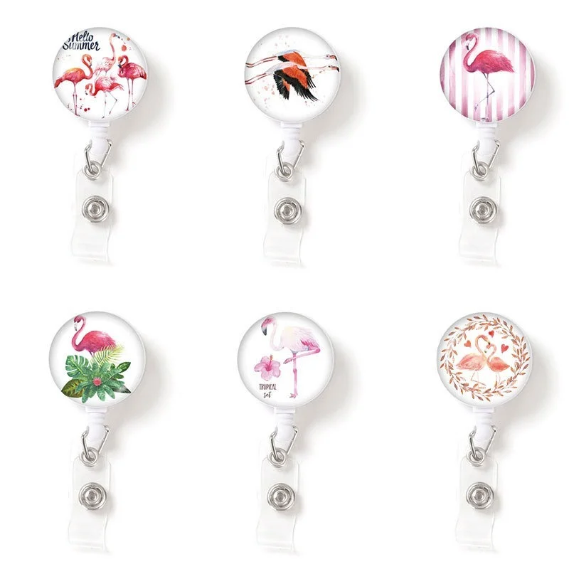 Colorful Bird Pattern Retractable Badge Reel for ID Name Badge Holder Nurse  Women Staff Chest Card Clip Work Pass Card Reels - AliExpress