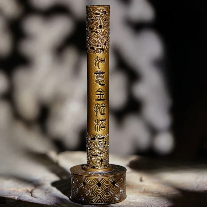 Retro Alloy Vertical Incense Burners, Bamboo Pattern Hollowed Out, Indoor Line Aroma Rack, Living Room Bedroom Decorations , 1Pc