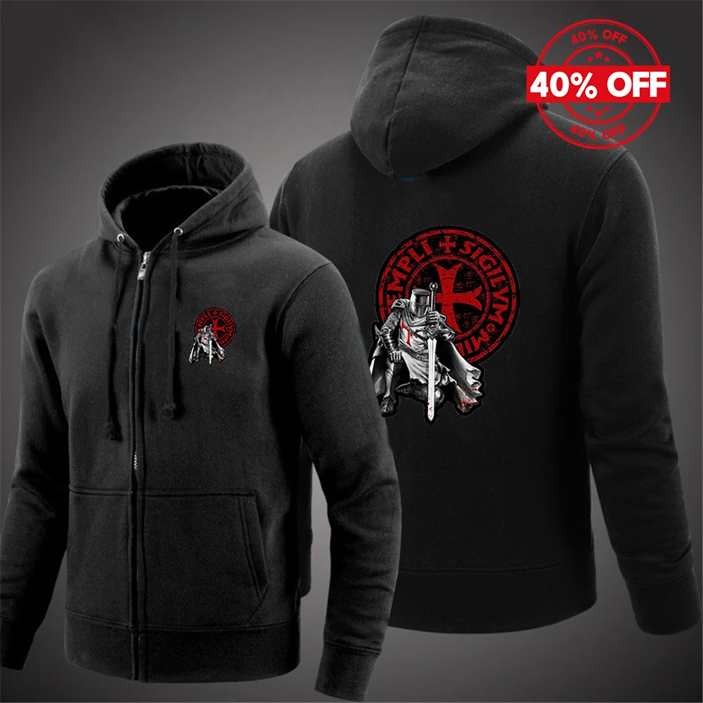 Mens Custom Hoodies Knights Templar Pattern Casual Coat