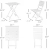 3 Piece Bistro Set, Wood Folding Outdoor Furniture with Table & Chairs for Backyard & Balcony, Square, White 4
