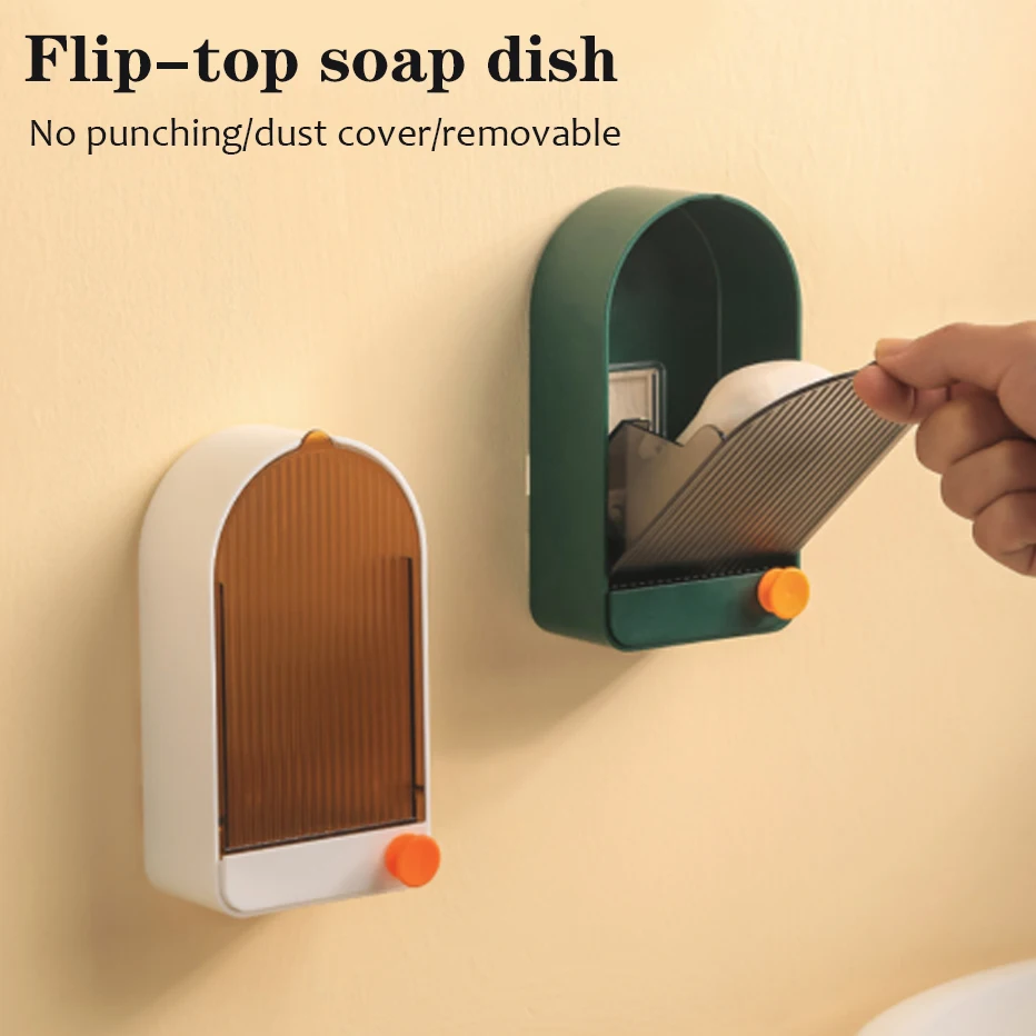 1pc Bathroom Soap Box With Drainage, Wall-mounted & Punch-free Soap Dish  Rack For Wholesale