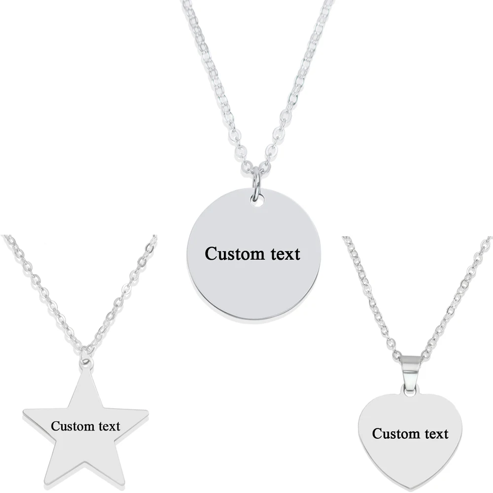 

Парное ожерелье с надписью на заказ, в форме сердца, круглая пятиконечная звезда, кулон, резьба, ювелирные изделия, подарок на день Святого Валентина, модные ювелирные изделия