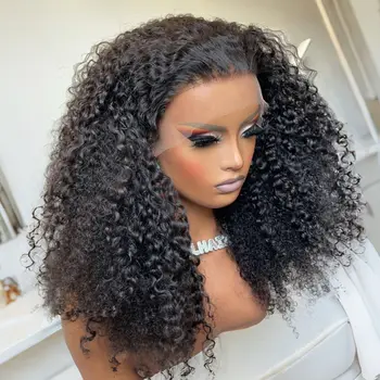 Short Bob Cut Black Color Deep Curly 13X4X1 Lace Front Wigs Synthetic Wig Preplucked With Baby Hair Bleached Knots Glueless Wig