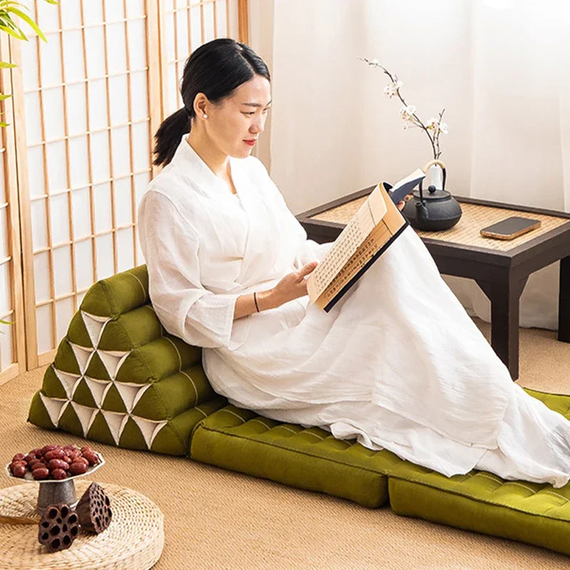 Thai Wooden Cotton Triangle Cushion Home Sofa Window Lazy Seat Cushion for Lunch Break Living Room Lazy Sofa with Large Backrest 2