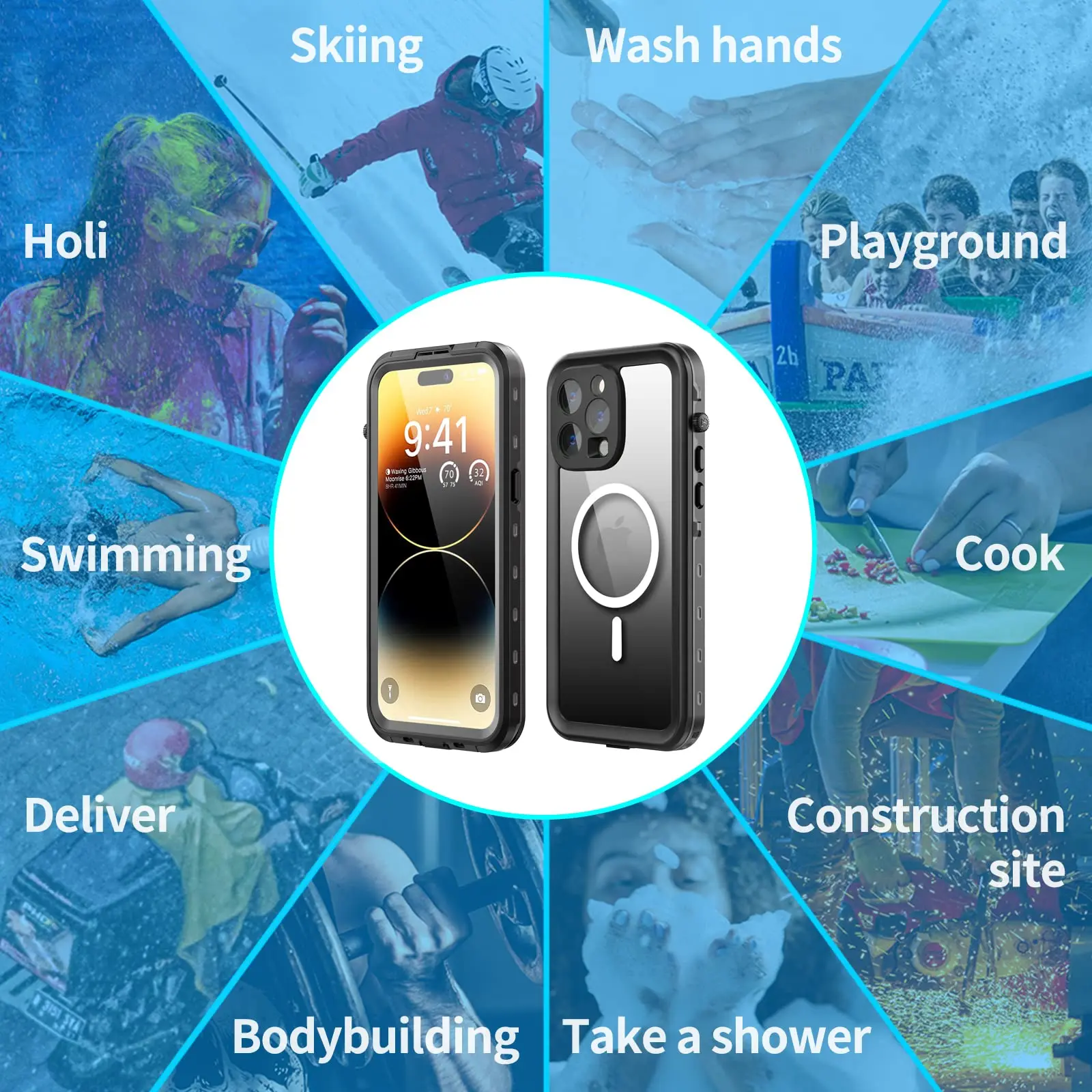 Magnetic Case For iPhone 15 14 Pro Max Pro iPhone 13 Pro Max IP68 Waterproof Protector Full Body Protective Dustproof Phone Case