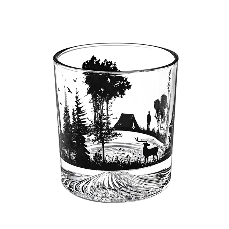 Creative Silhouette Wine Glass Cup 300ml Iceberg Cup Snow Mountain Thick Bottom Rock Christmas Whiskey Wedding Gifts whiskey glass wine glass