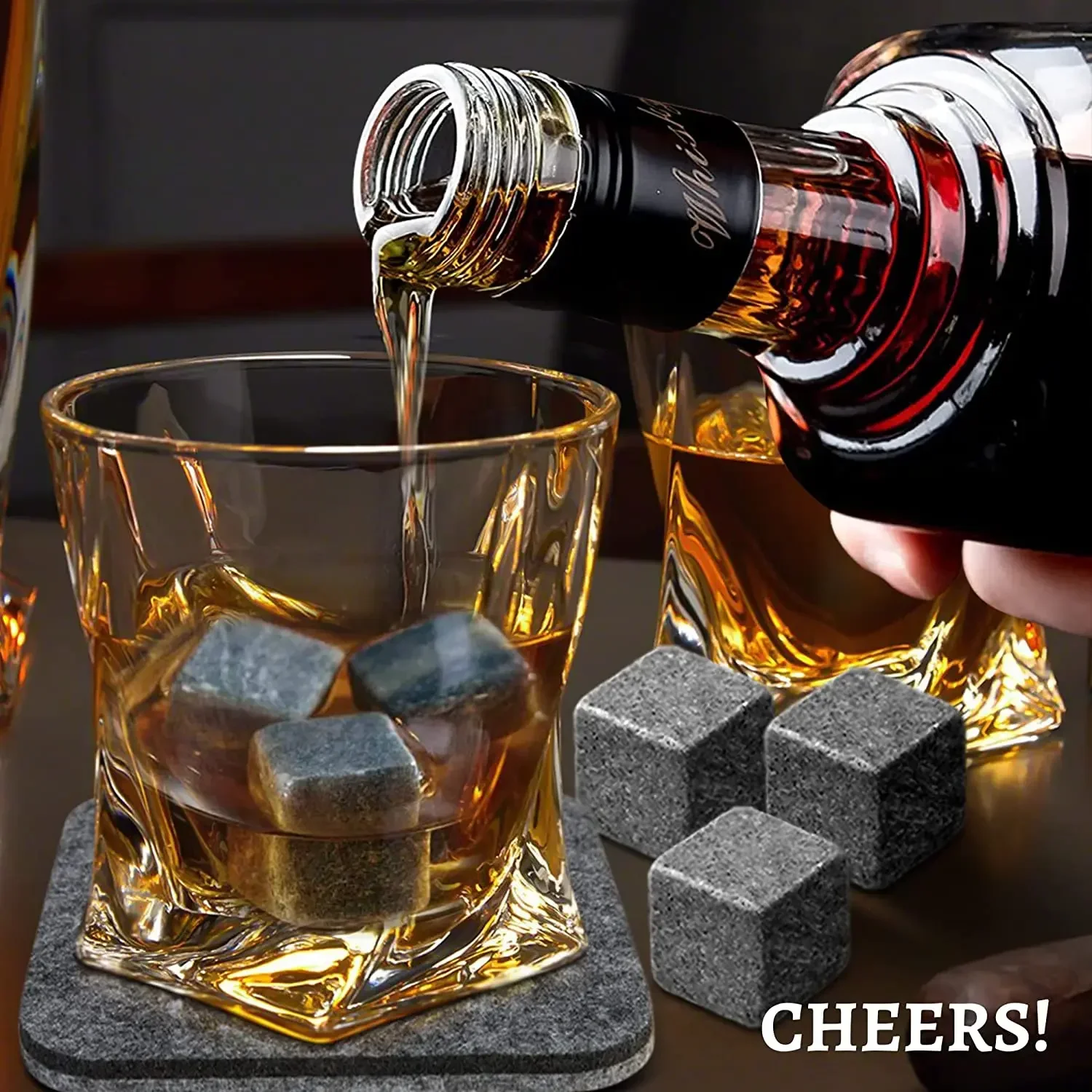 6pcs Whiskey Stones Sipping Ice Cube Cooler Reusable Whisky Ice Stone Whisky Natural Rocks Bar Wine Cooler Party Wedding Gifts images - 6