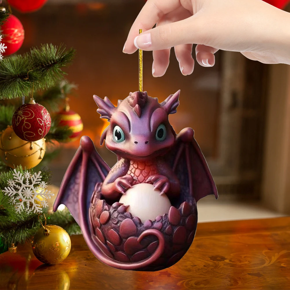 Christmas Dragon Ornaments Novelty Dragon Egg Tree Pendant Acrylic Dragon Egg Decoration for Home and Car Decoration