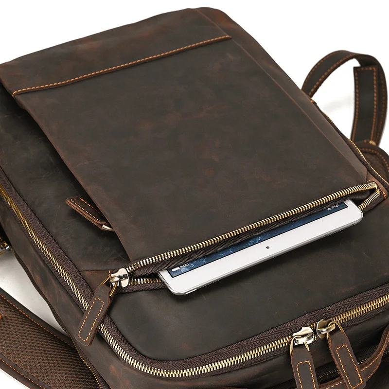 Womens Rustic Brown Leather Backpack Mens Purse