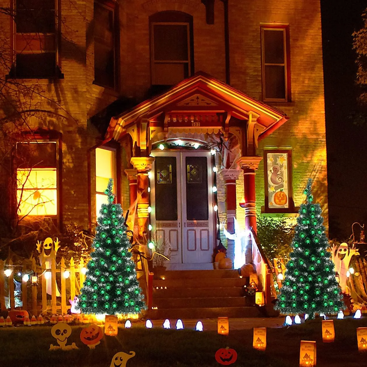 Halloween Haunted House Outdoor Spider String Lights