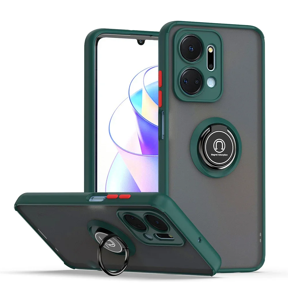 Shockproof Matte Case with Car Magnet Ring Holder Cover