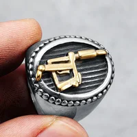 Tattoo Machine Men Rings 316L Stainless Steel Street Barbershop Tattoo Artist Rap Rock Party for Friend Couple Jewelry Best Gift 2