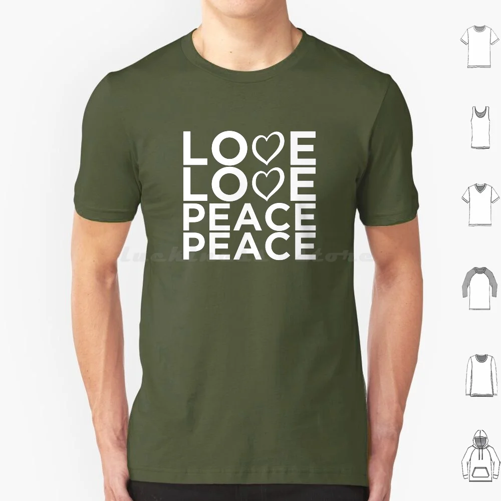 Футболка с надписью «Love Peace», Мужская/Женская/Мужская/Детская, 6Xl