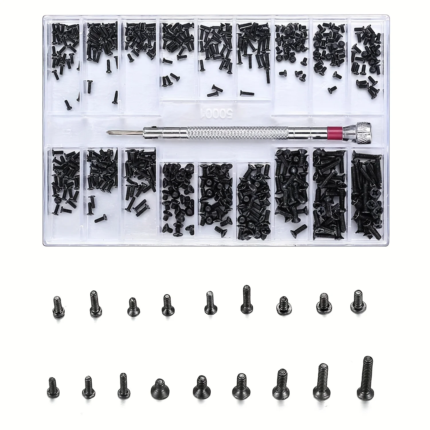 Micro Repair Screw Set 630 Pcs for Glasses Sunglasses Watches Jewelry M1.2 M1.4 with Screwdriver