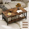 Coffee Table for Living Room, Farmhouse Living Room Tables with Slatted Sides Frame for Home Office, Apartment,Coffee Tables 6