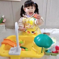 Kids Kitchen Sink Toys Electric Dishwasher Playing Toy With Running Water Pretend Play Food Fishing Toy Role Playing Girls Gift 2