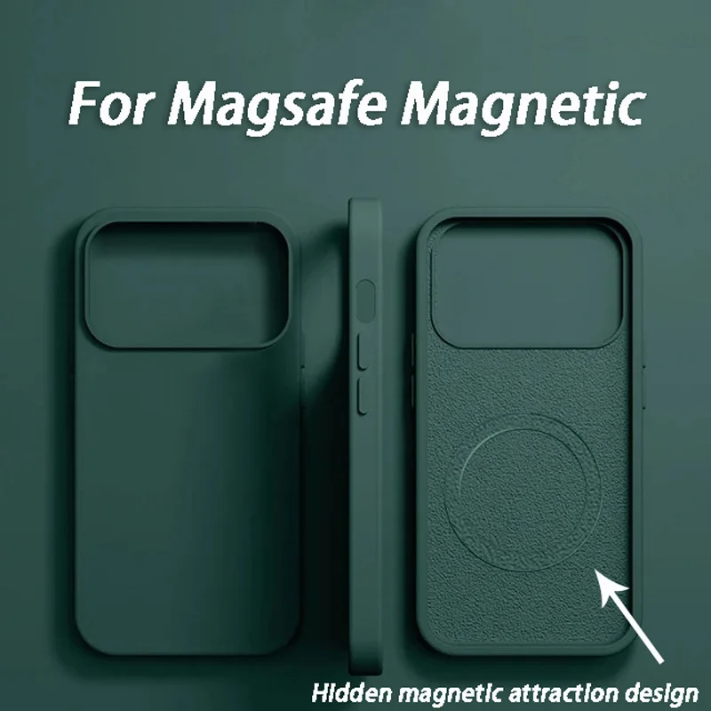 Luxury For Magsafe Wireless Charge Case For Apple iPhone 17 15 12 14 13 16 Pro Max Liquid Silicone Shockproof Protective Cases 1