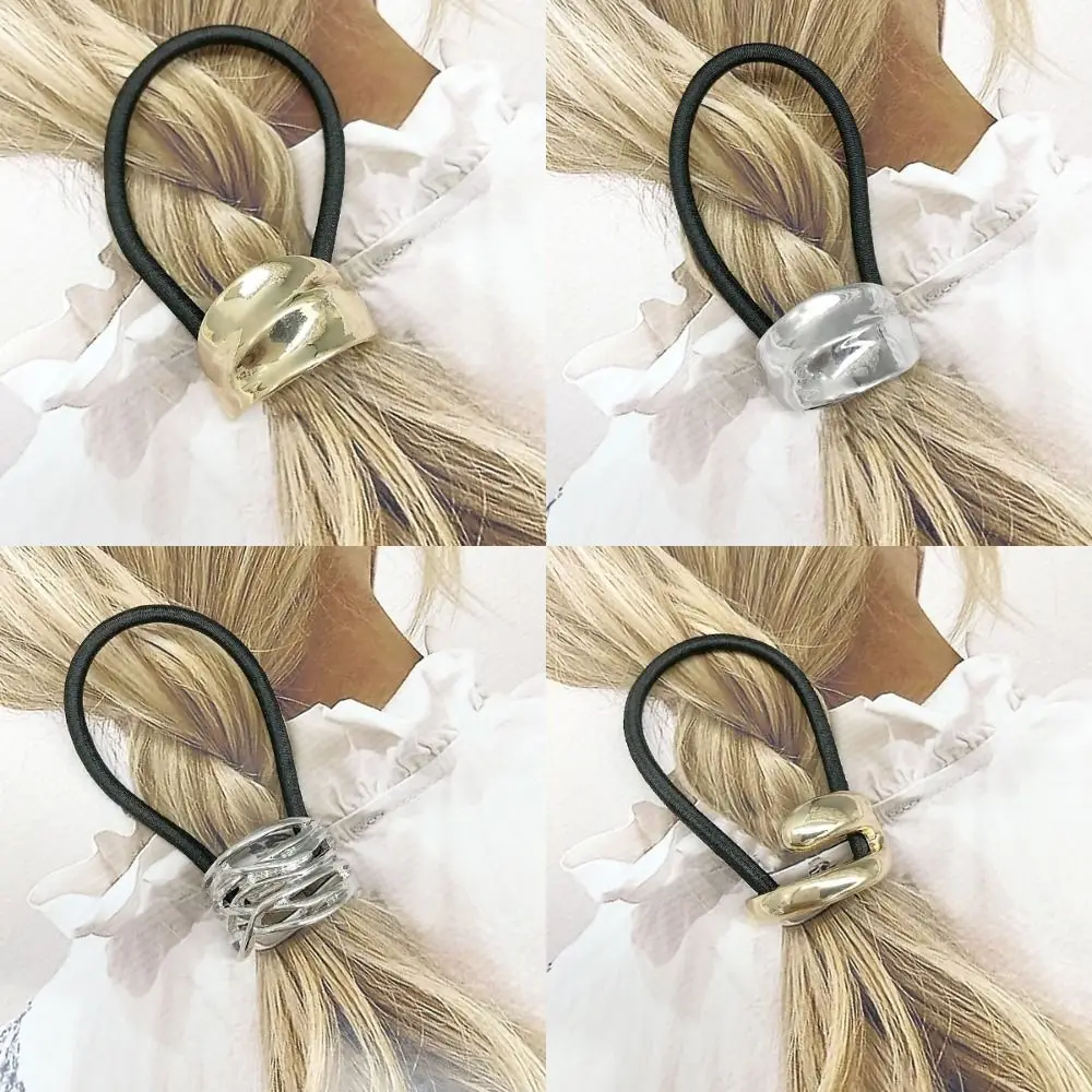 Nuovo elastico in metallo per capelli Accessori per capelli lisci Anello per capelli Elastico per coda di cavallo Fascia per capelli da donna - immagine 3