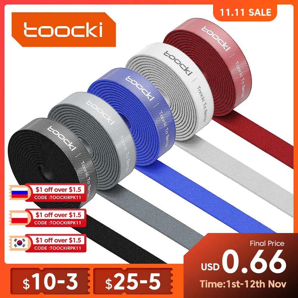 ToocKi Cable Organizer Cable Management Cable Winder Tape Protector for wire Ties Phone Accessories Velcros organizador cables - куплено