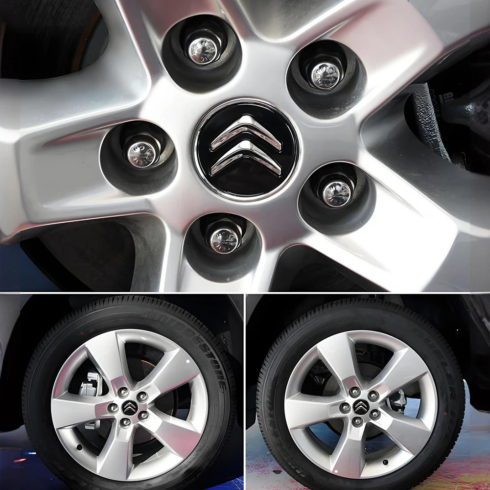 Wheel Hub Covers 4Pcs 60MM Wheel Center Cap Replacement for Citroen C1 C3 C4 DS3 Most Models
