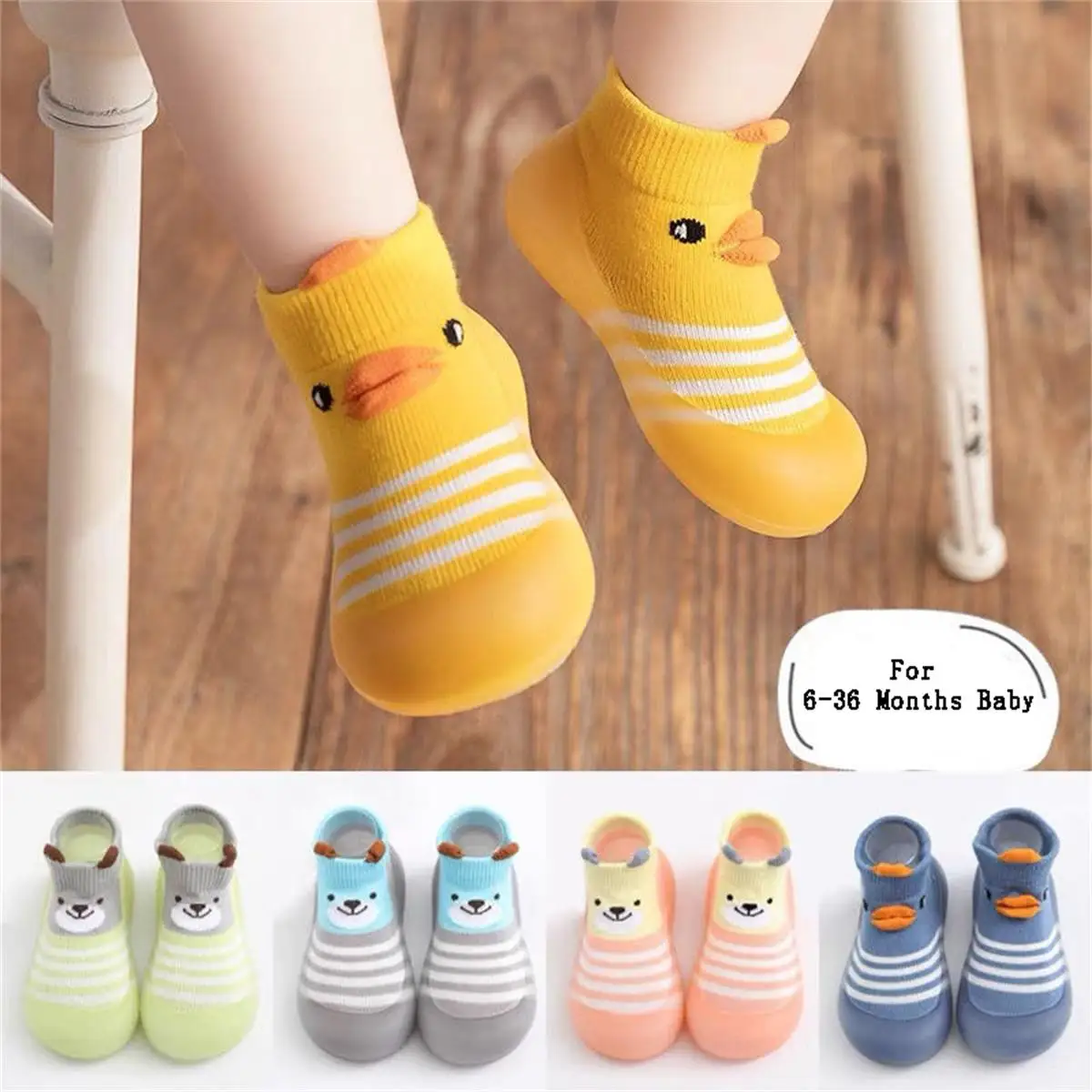 

Cartoon Animal Newborn Baby Shoes Nonslip Floor Socks Kids Rubber Sole Crib Shoes Breathable Toddler Booties Children Sneaker