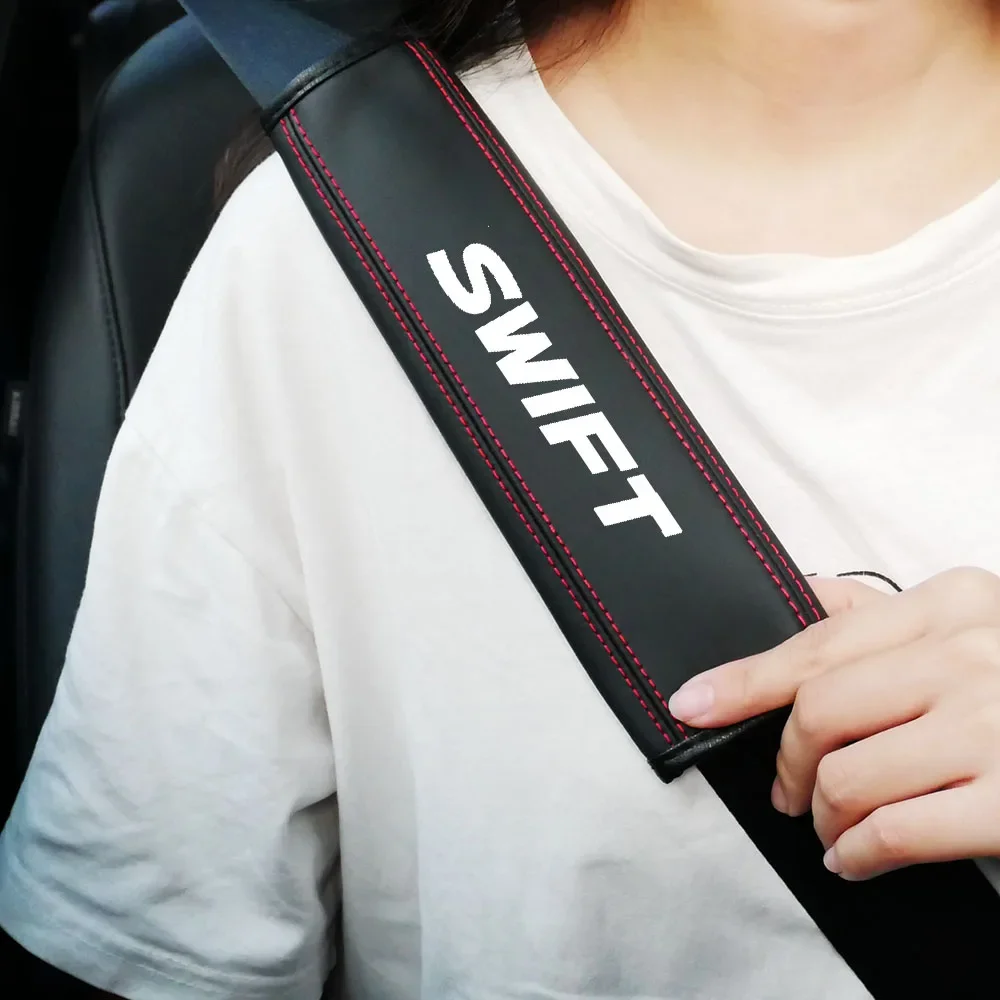 1 PCS Leather Car Seat Safety Belt Cover Soft PU Car Seat Belt Case Protector Shoulder Strap Pads for Suzuki Swift