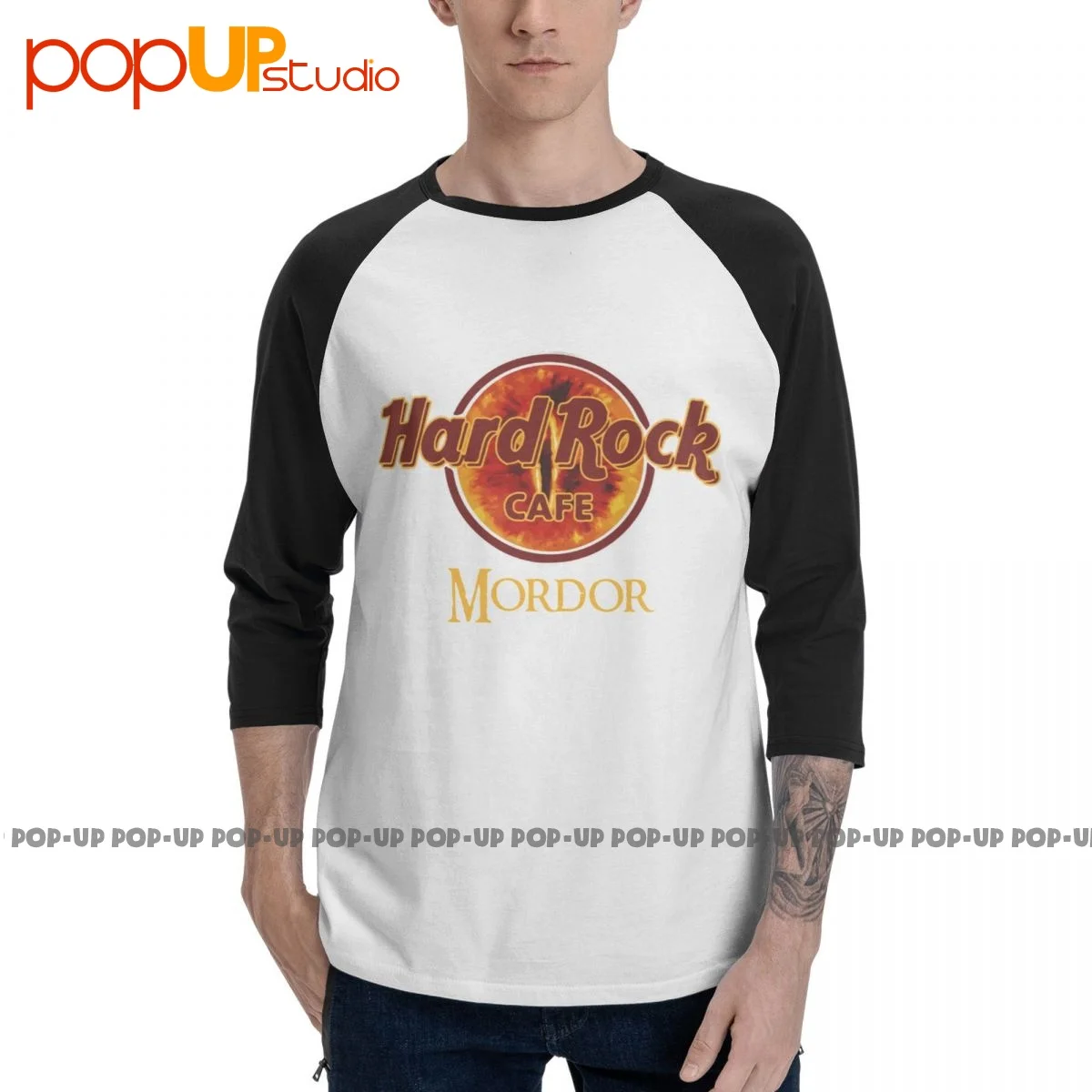 Best Hard Mordor Cafe Rock T-Shirt Manica 3/4 Stampa T-Shirt Raglan Di Alta Qualità