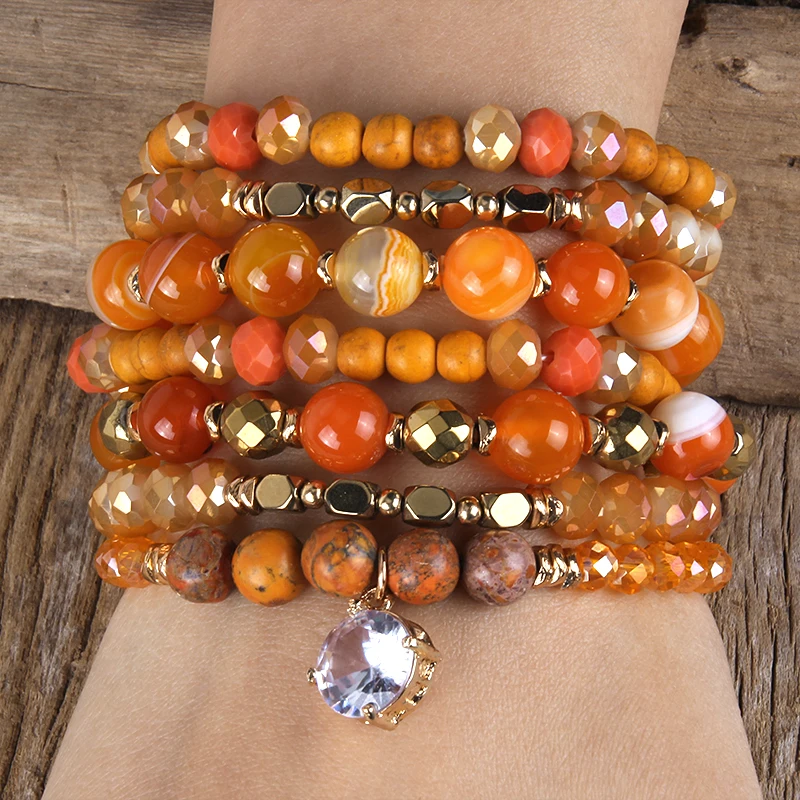 Stacked Leather Wrap Bracelet | The Pearl & Stone Brown